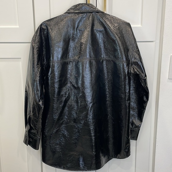Aritzia Babaton Pelli Shirt Jacket Black/Vegan Leather - Picture 6 of 10